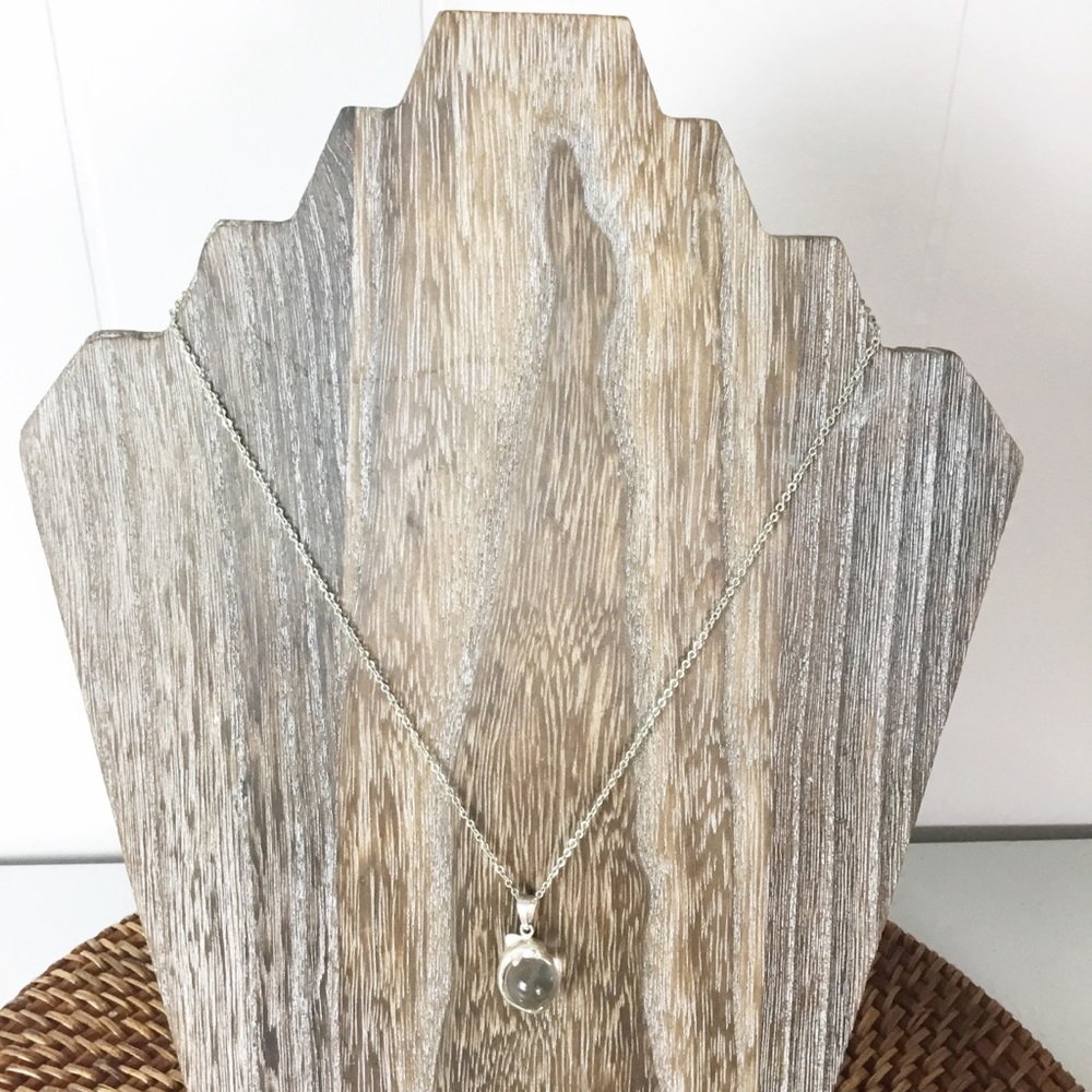 Vintage Dolphin Silver Necklace Real Quartz Stone
